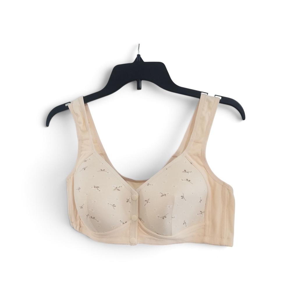 Daisy bras for older women Floral Beige 42B Snap Front Comfort Bralette